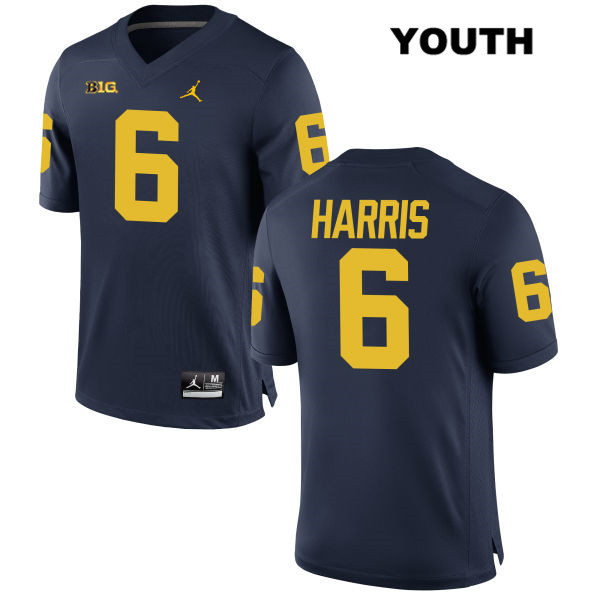 Youth NCAA Michigan Wolverines Drake Harris #6 Navy Jordan Brand Authentic Stitched Football College Jersey YN25H22VU